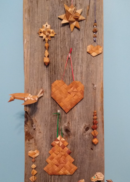 birchbark ornaments by Elaine Moe